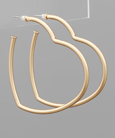 Plated Brass Heart Hoops