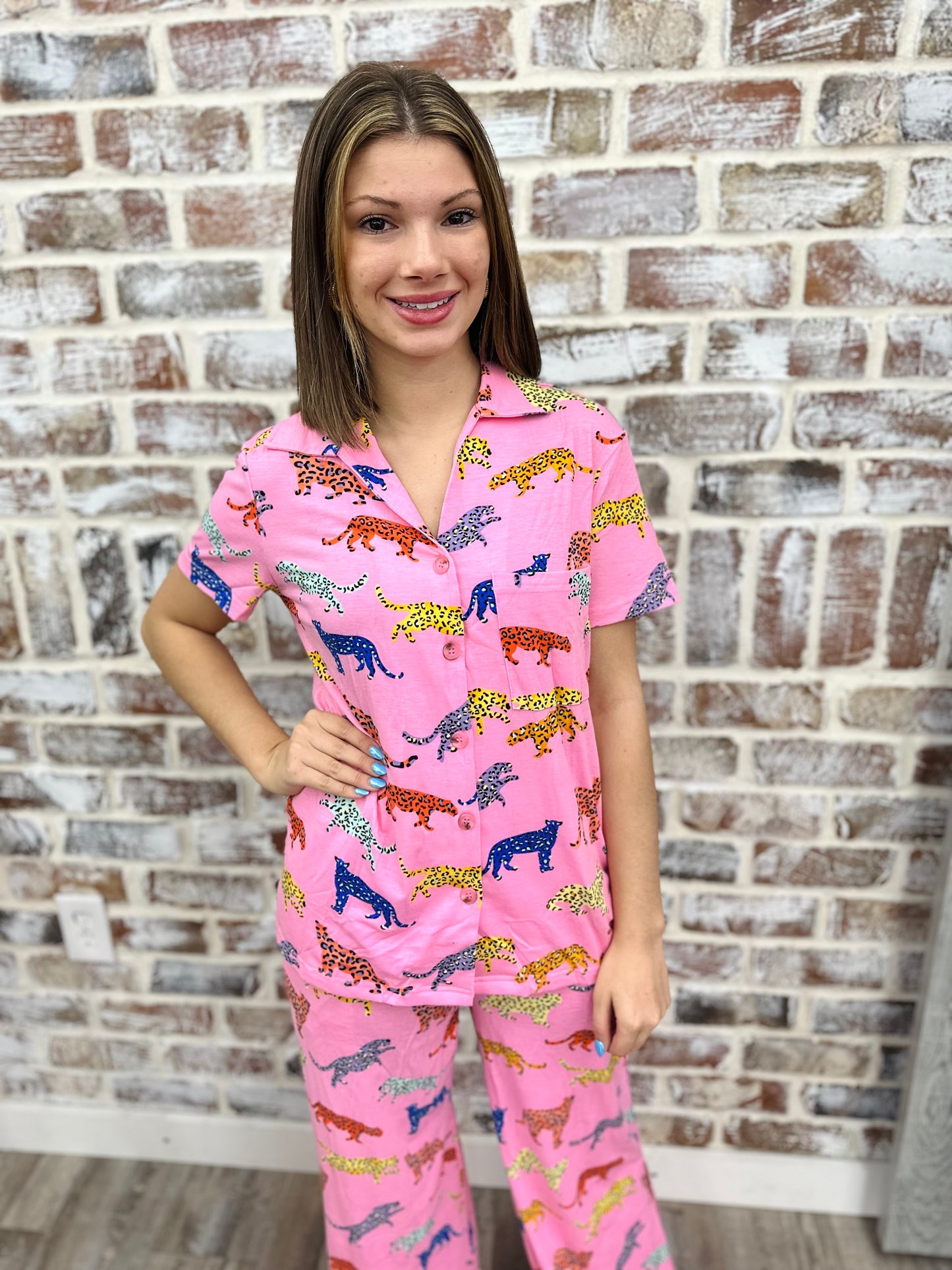Cheetah Print Valentine Shirt & Pants Pajama Set