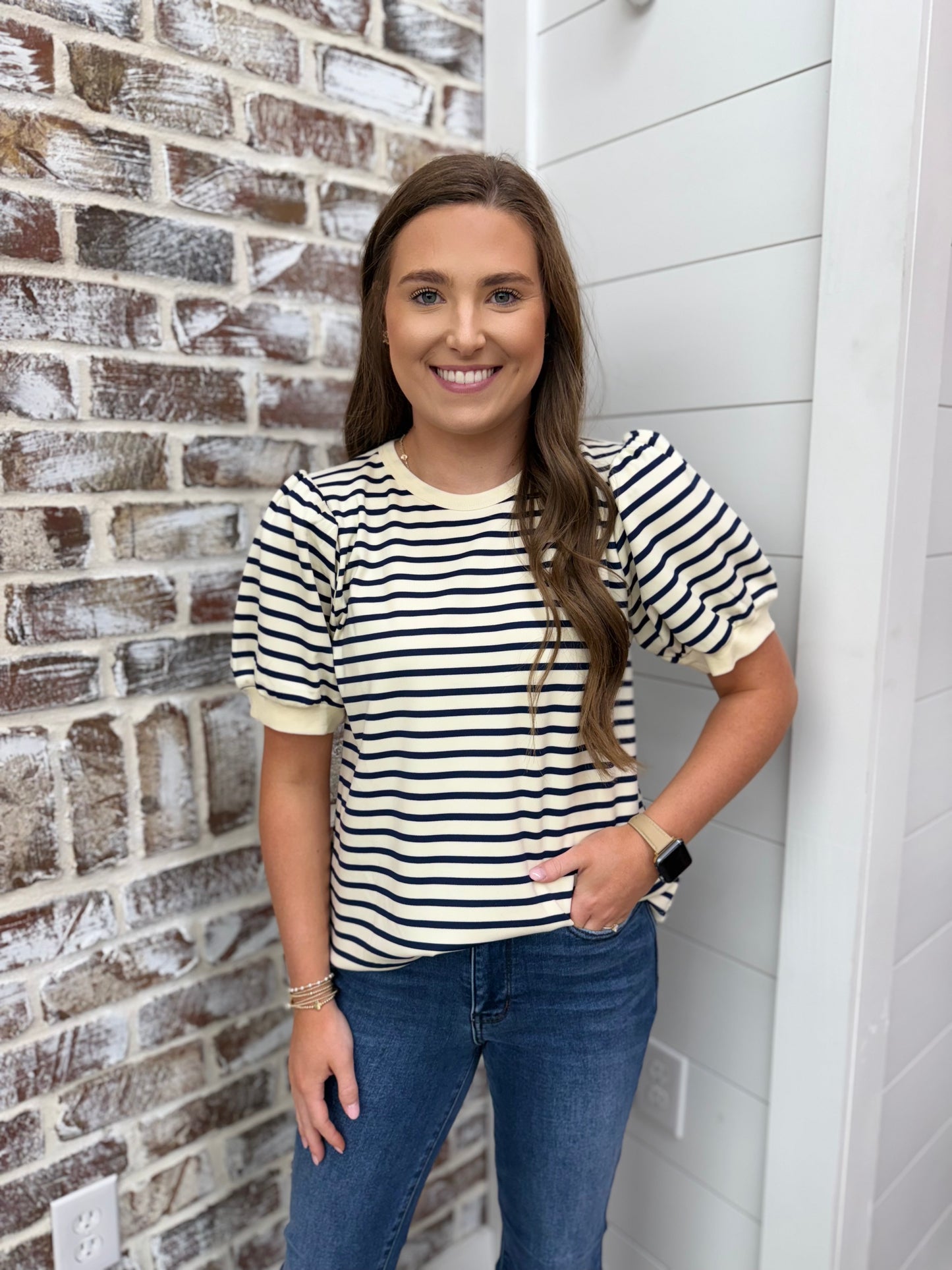 Navy Striped Top
