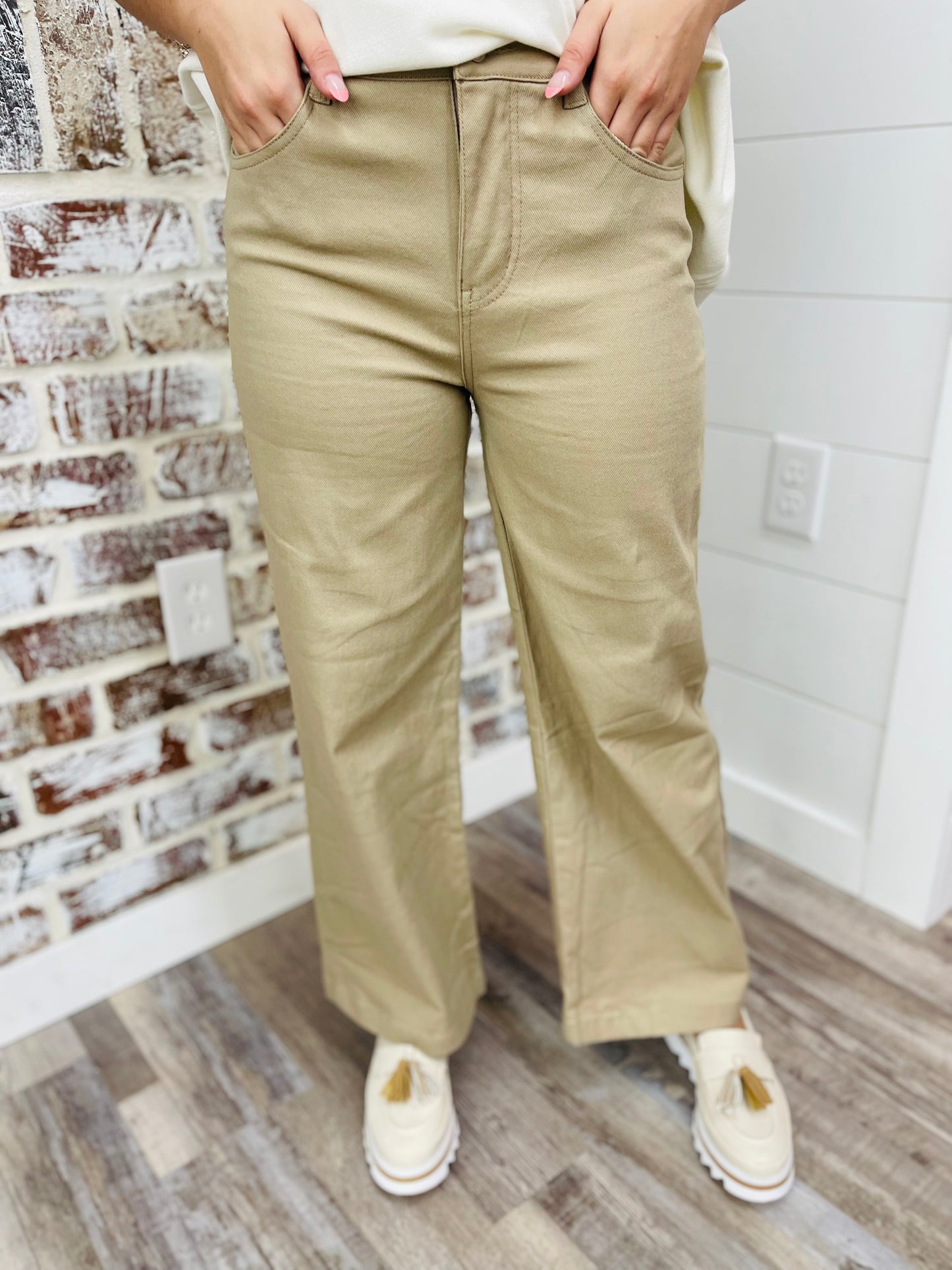 Tan Wash Wide Pants