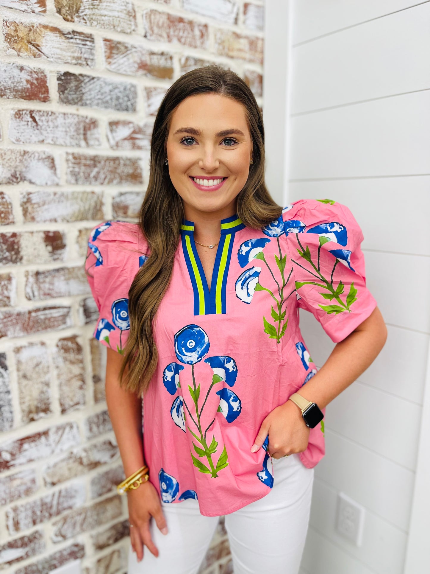 Pink Stripes + Flowers Top