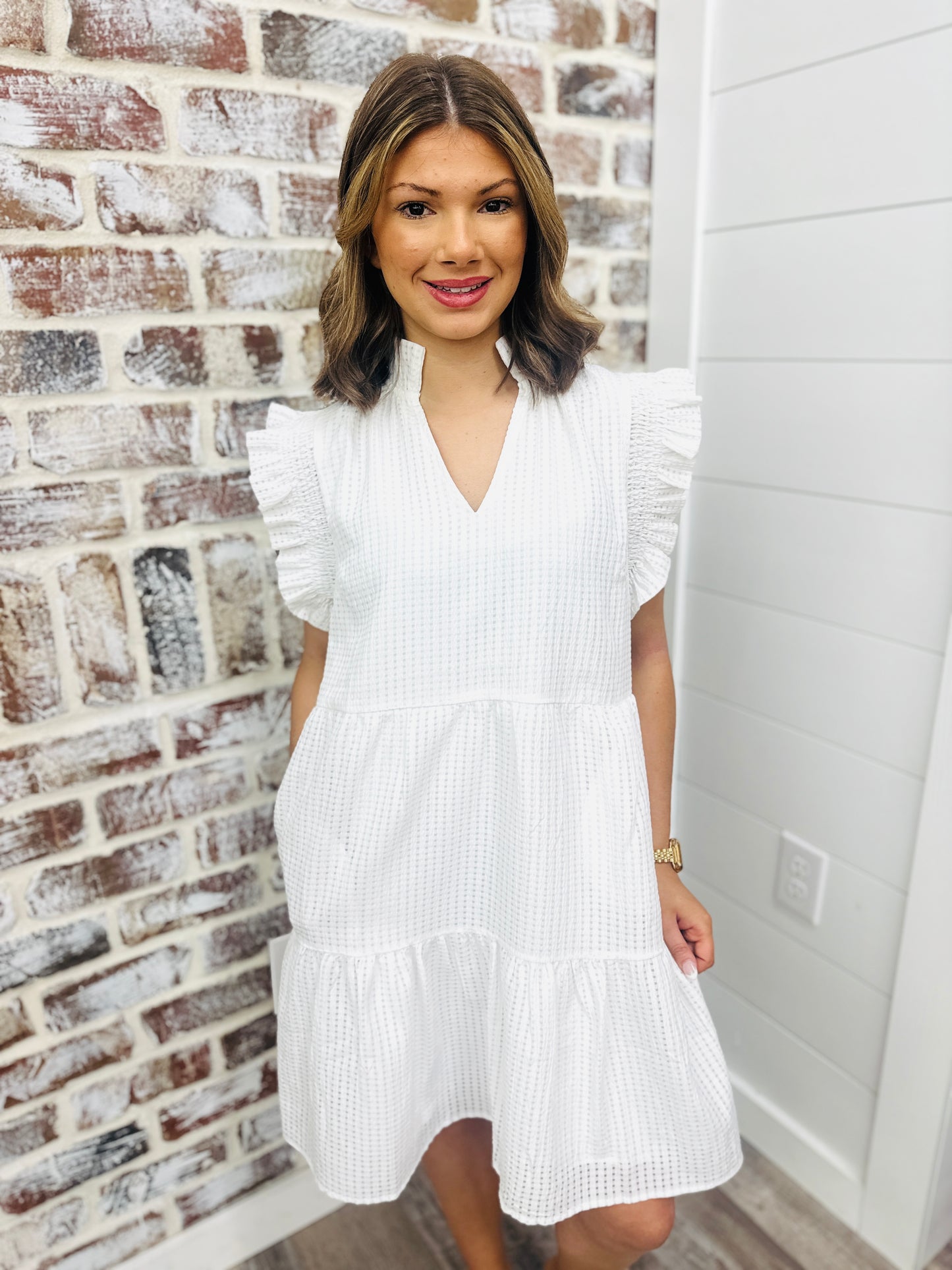 THML Ruffle White Dress