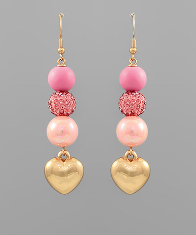 Puffy Heart & Multi Ball Linear Earrings