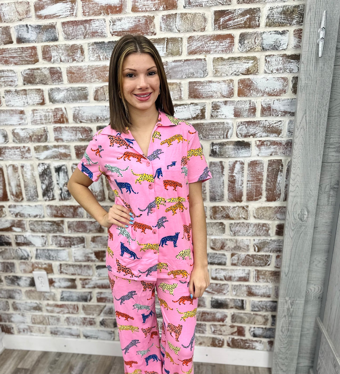 Cheetah Print Valentine Shirt & Pants Pajama Set