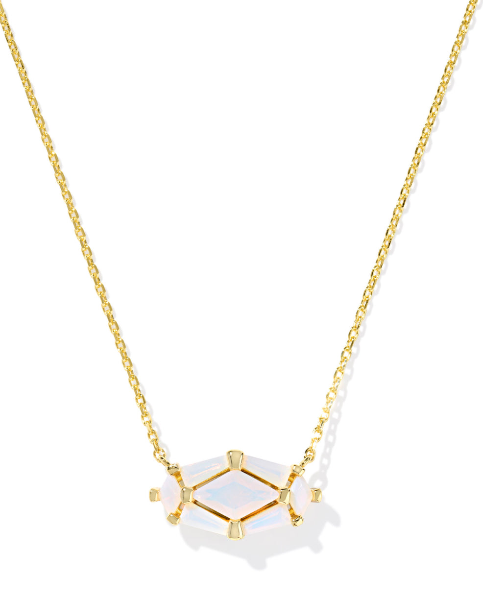 Kendra Scott| LINDY RAE ELISA SHORT PENDANT NECKLACE GOLD WHITE OPALITE CRYSTAL