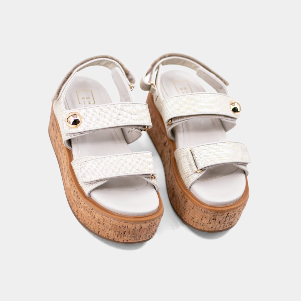 ShuShop ~ Lucille silver woven wedge