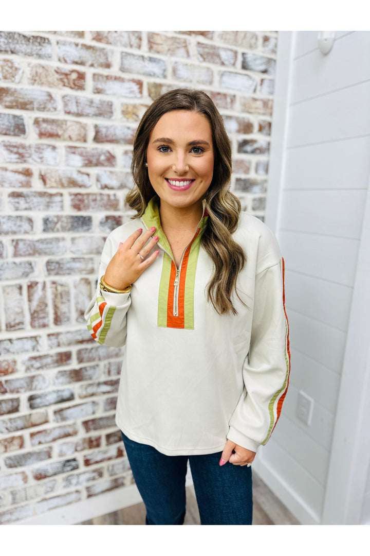 Green + Orange Sweater Top