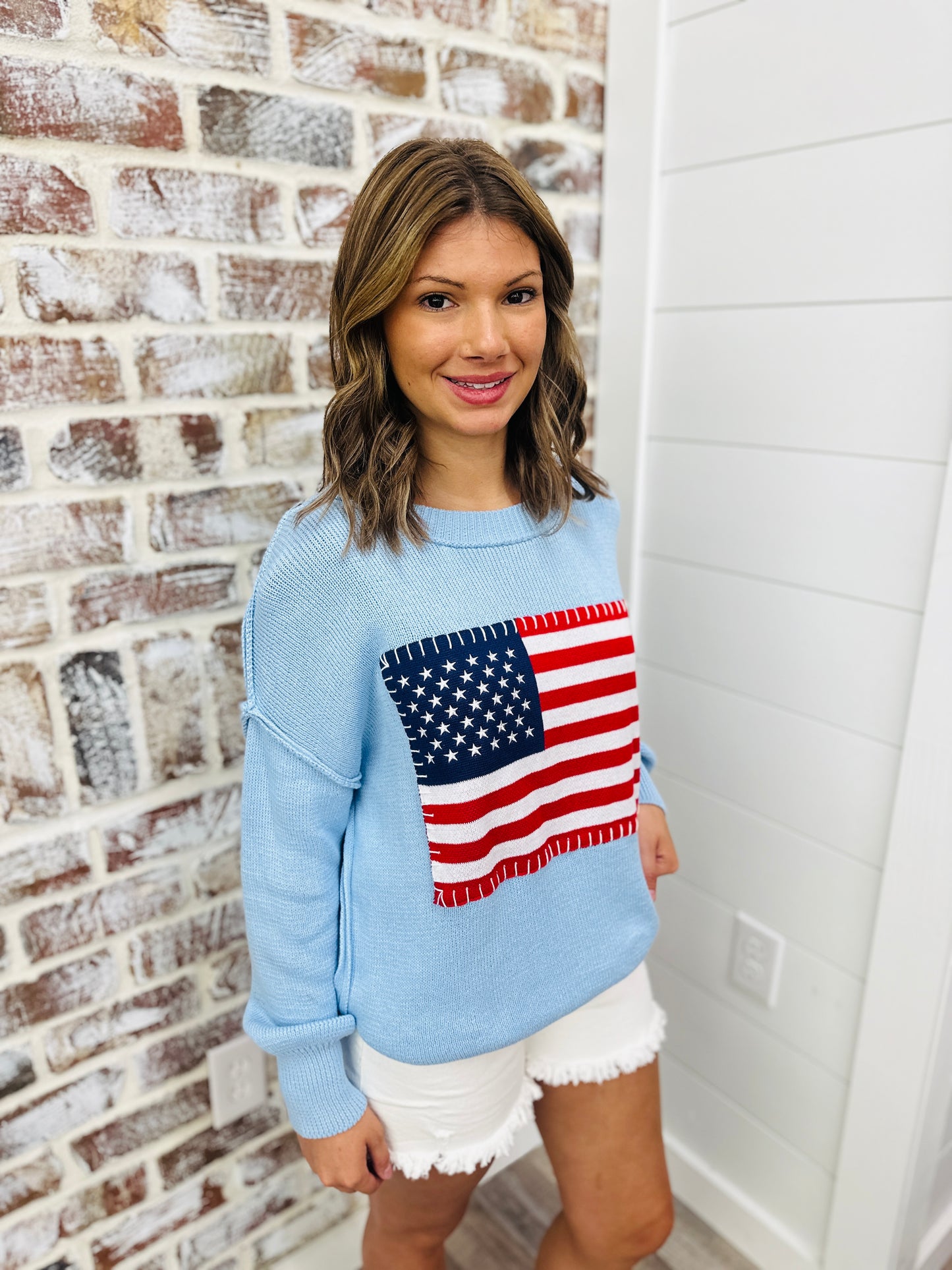 American Flag Knit Top