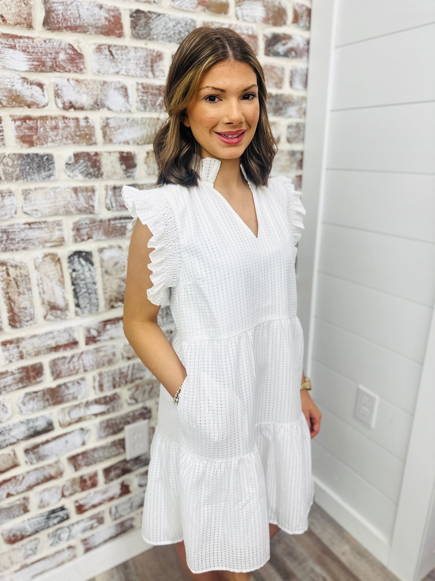 THML Ruffle White Dress