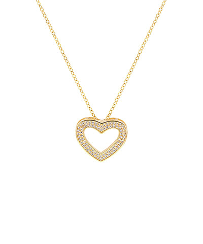 Pave Crystal Open Heart Necklace