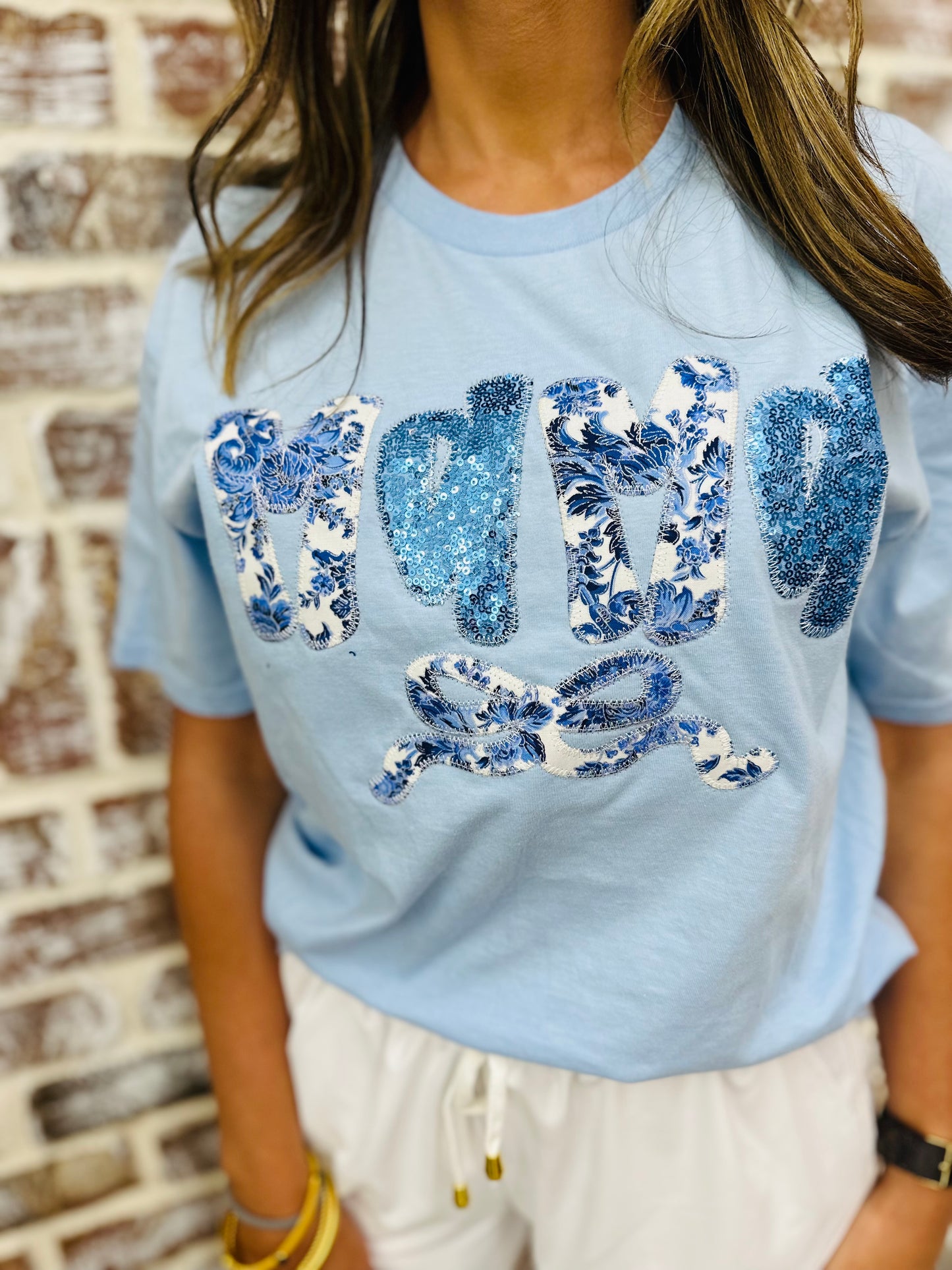 Mama Blue + White Top