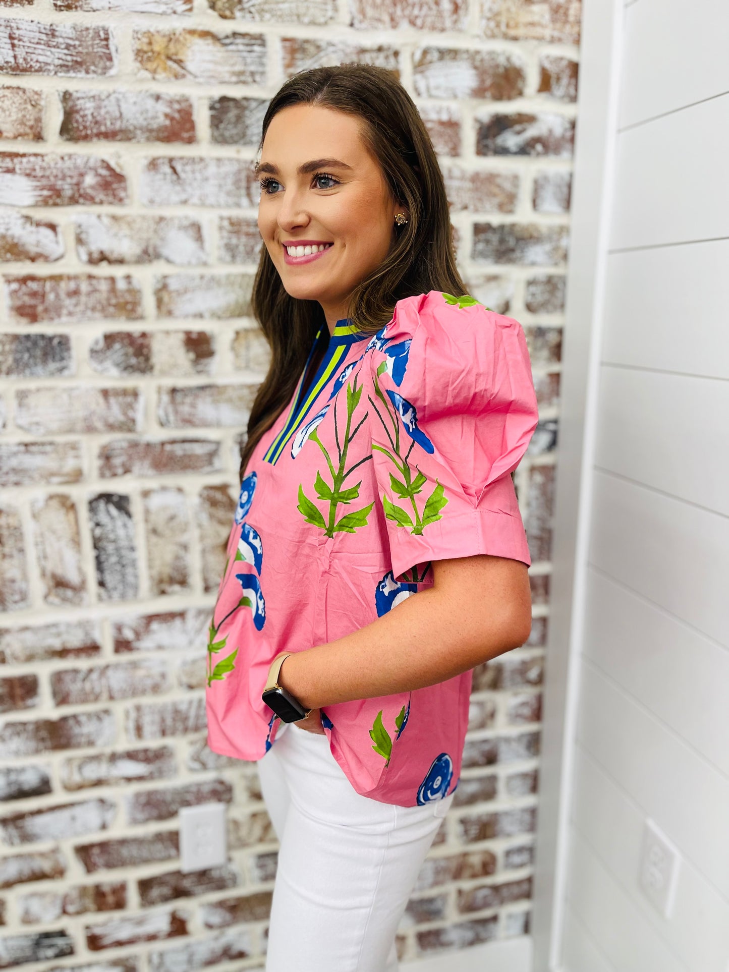 Pink Stripes + Flowers Top