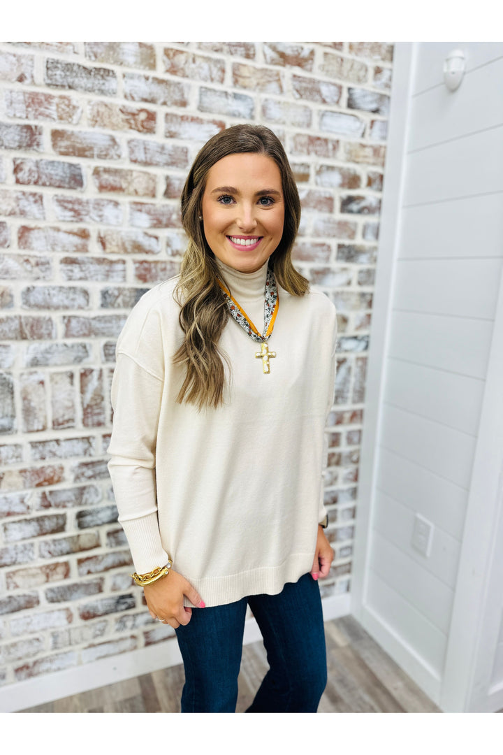 Cream High Neck Sweater