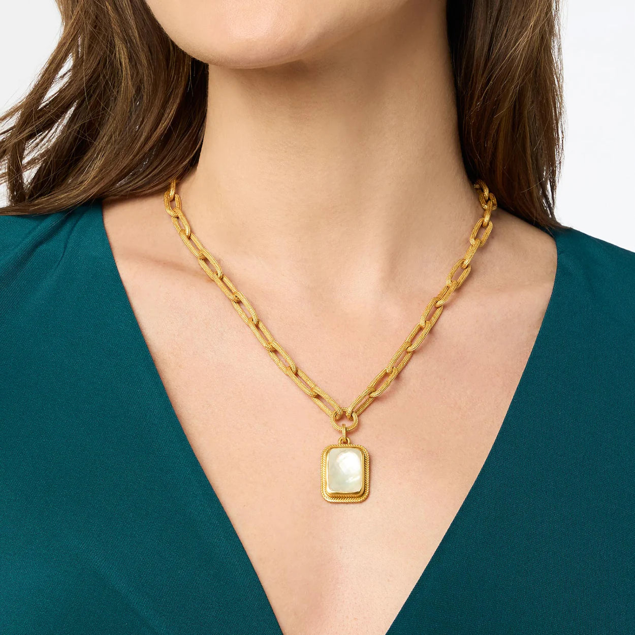 Julie Vos Cheval Paperclip Statement Necklace~ Iridescent Clear