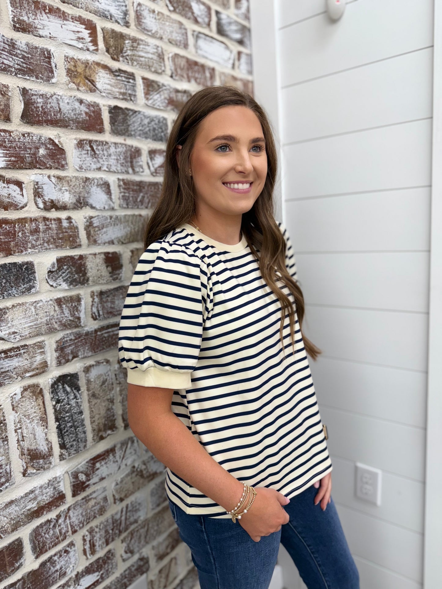 Navy Striped Top