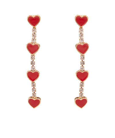 Heart Drop Enamel Earrings