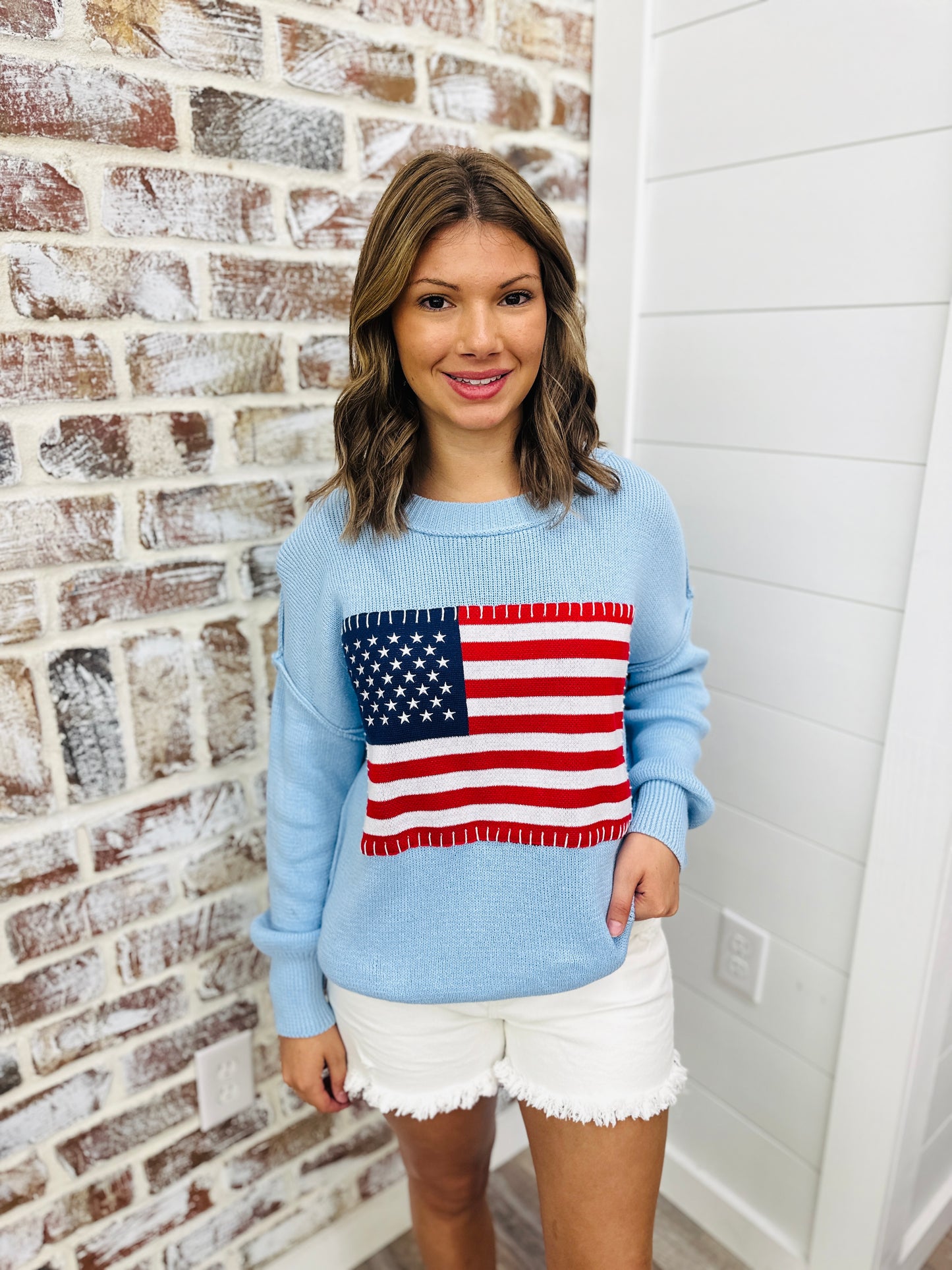 American Flag Knit Top