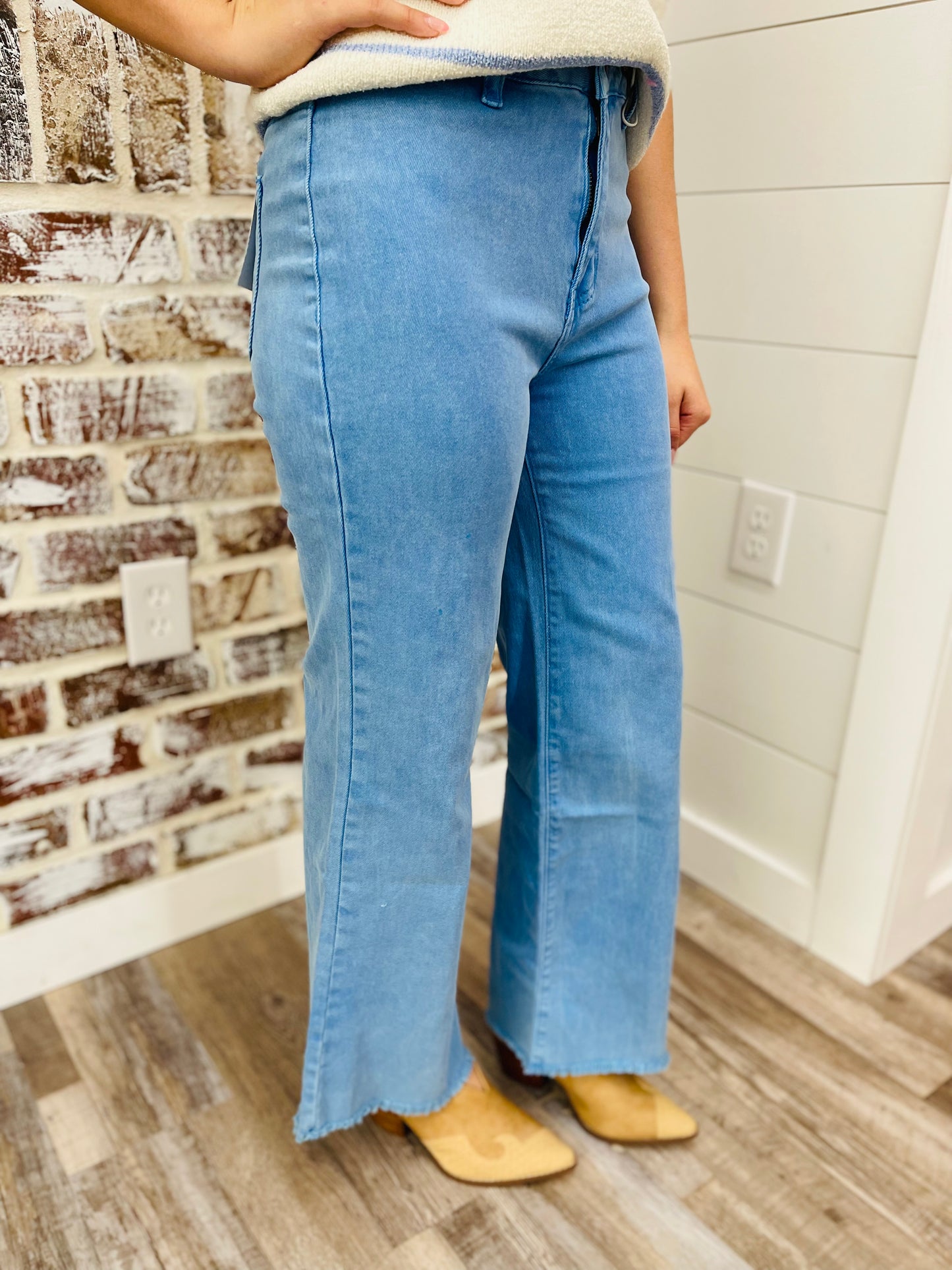 Ocean Blue~ Frayed Wide Pants
