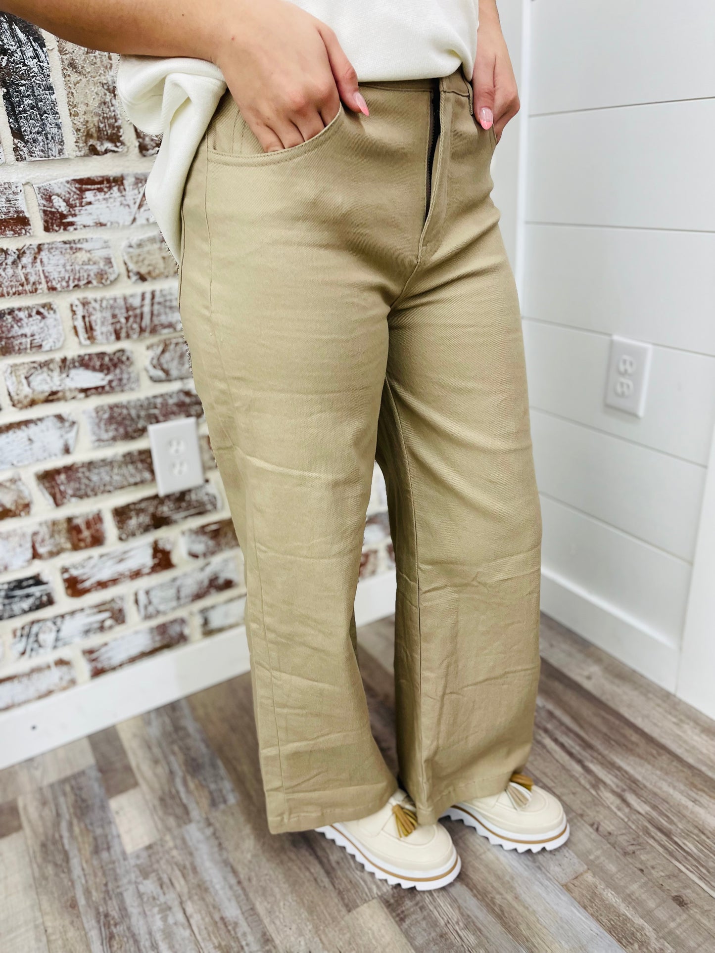 Tan Wash Wide Pants
