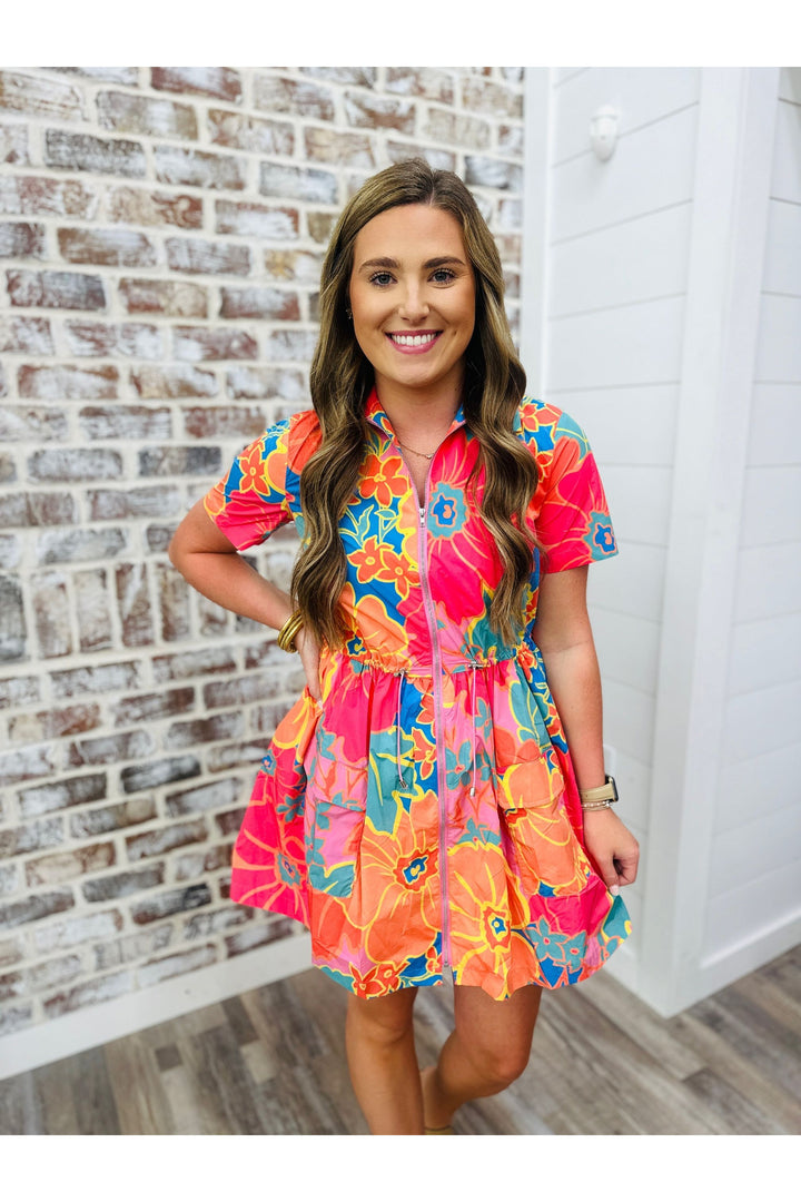 Karlie Floral Weekend Cinch Waist Dress