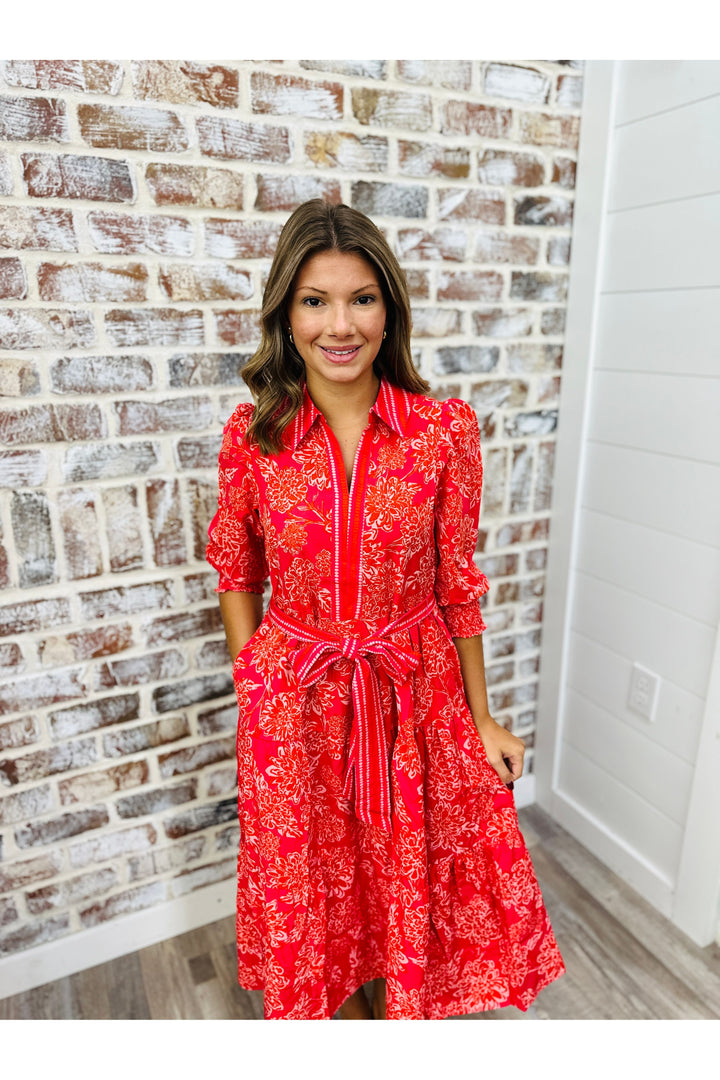 Mary Square| Eleanor Dress | Drift Blooms Pink