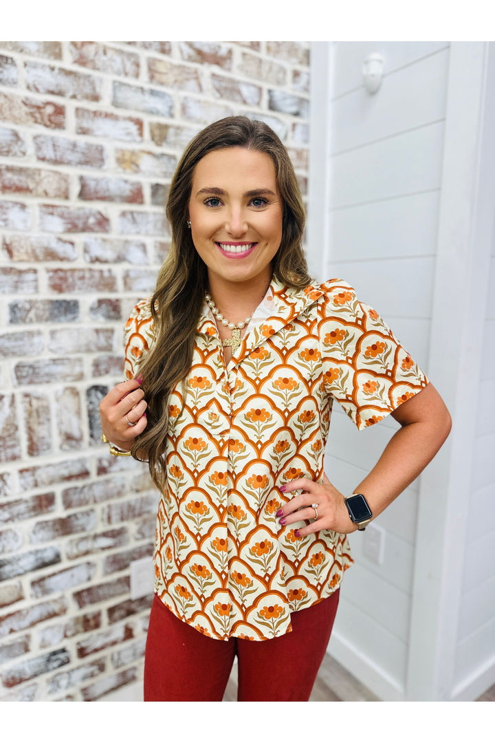 Retro Blooms Floral Top