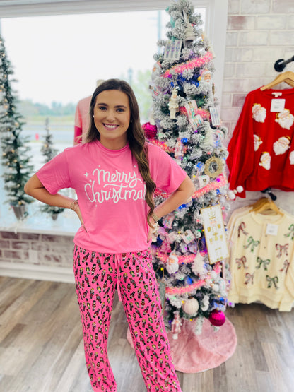 Simply Southern pink Merry Christmas pj set