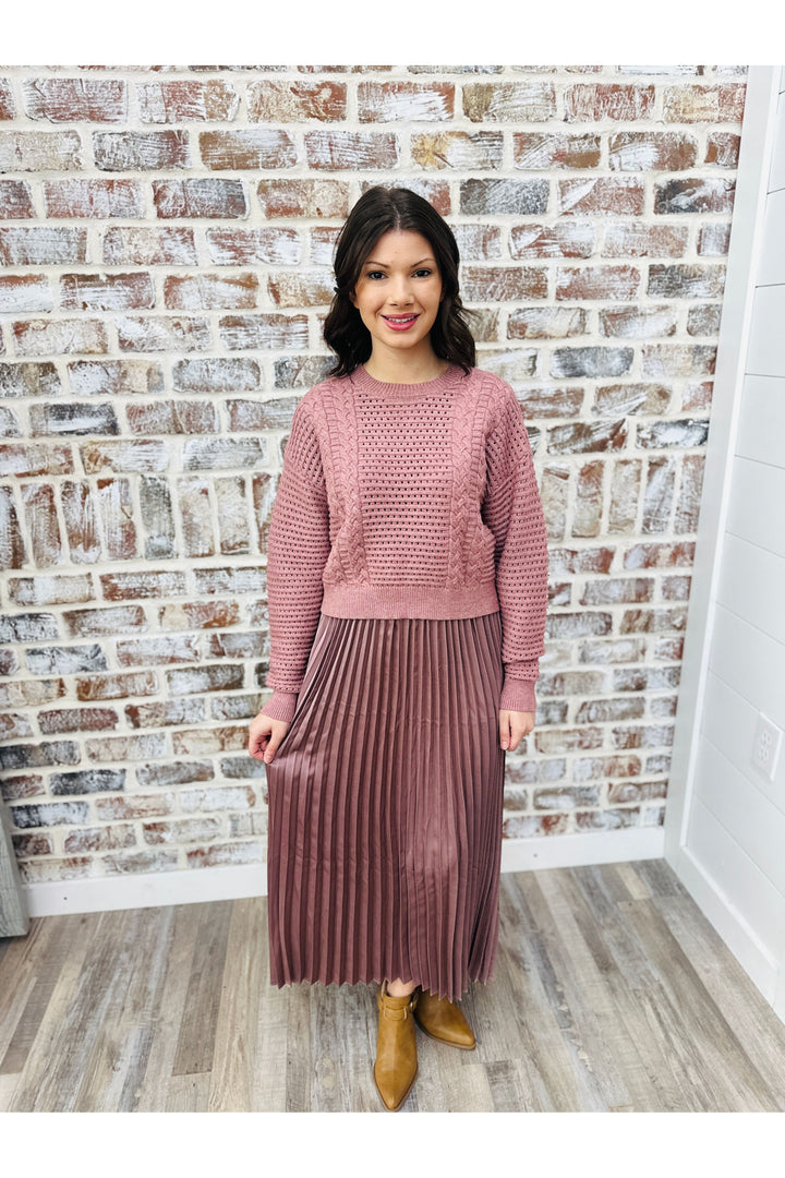 Ash Rose Sweater + Pleated Dress Set