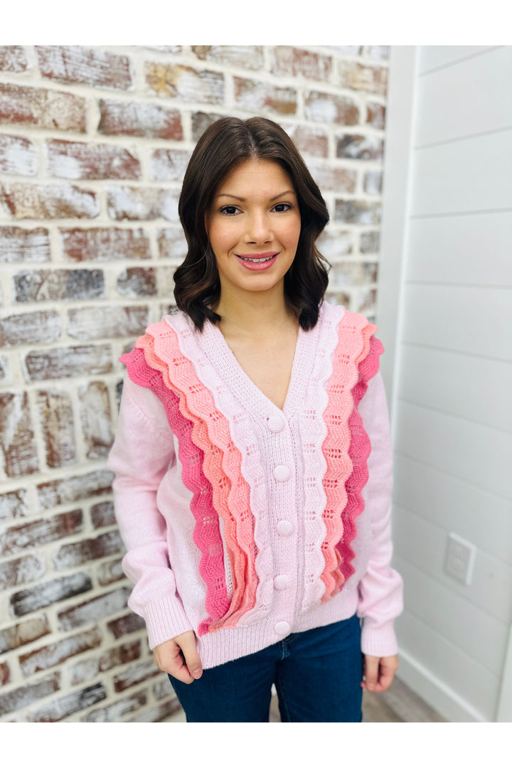 Scallop Ruffle Detail Cardigan