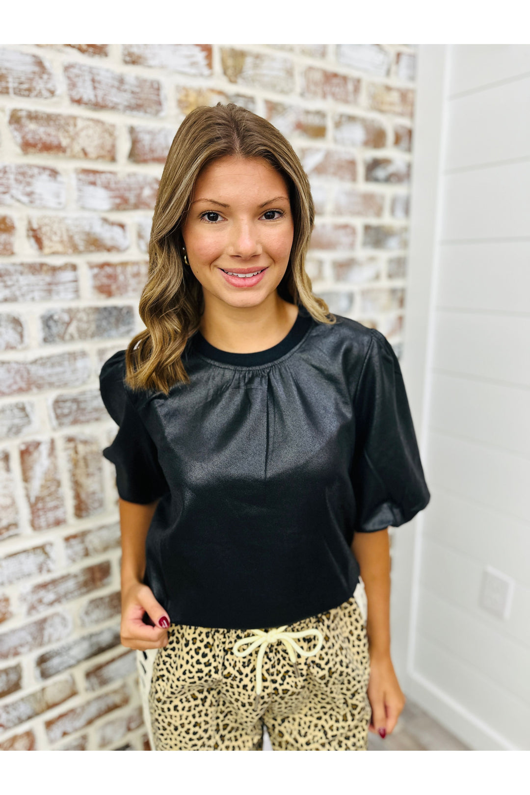 Black Faux Leather Top