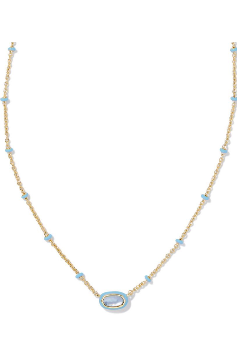 Kendra Scott| MINI ELISA ENAMEL FRAME SHORT PENDANT NECKLACE GOLD PERIWINKLE ILLUSION