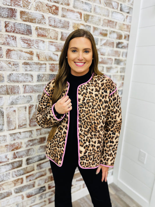 Pink Trim Leopard Jacket