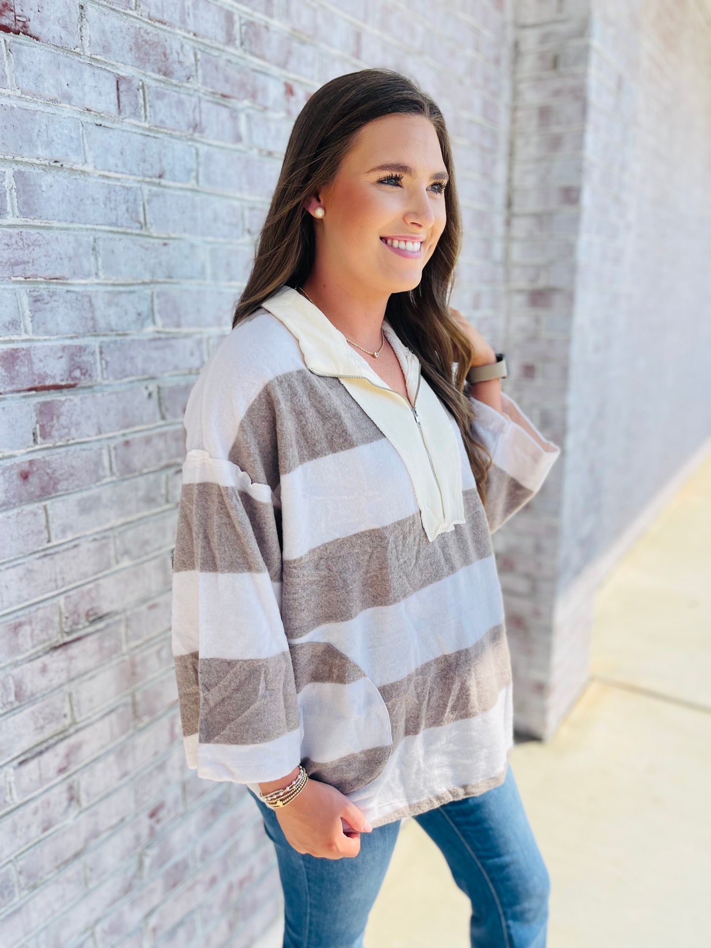 Zip With Stripes Top