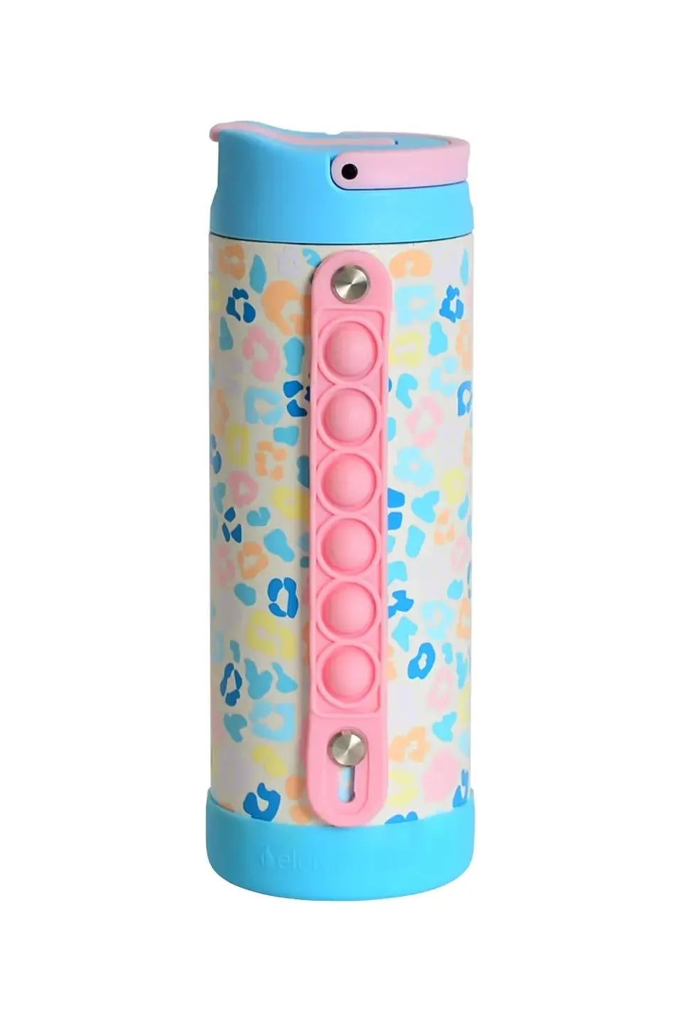 Youth 14oz iconic pop bottle in the print pastel leopard.