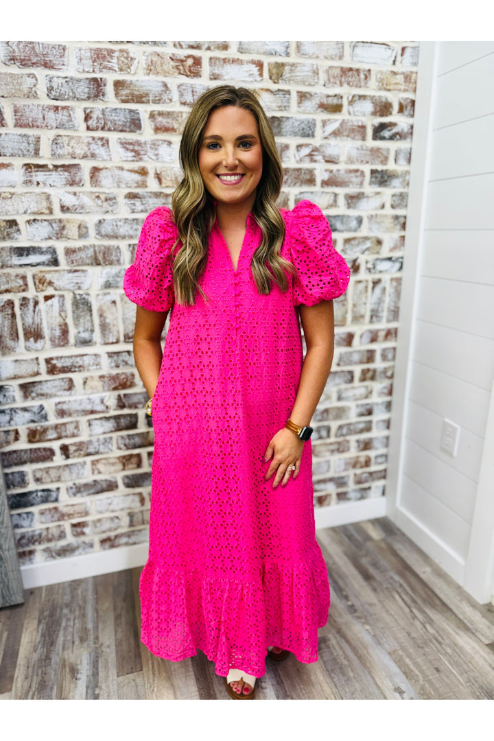 Garden Party Midi Dress - Pink