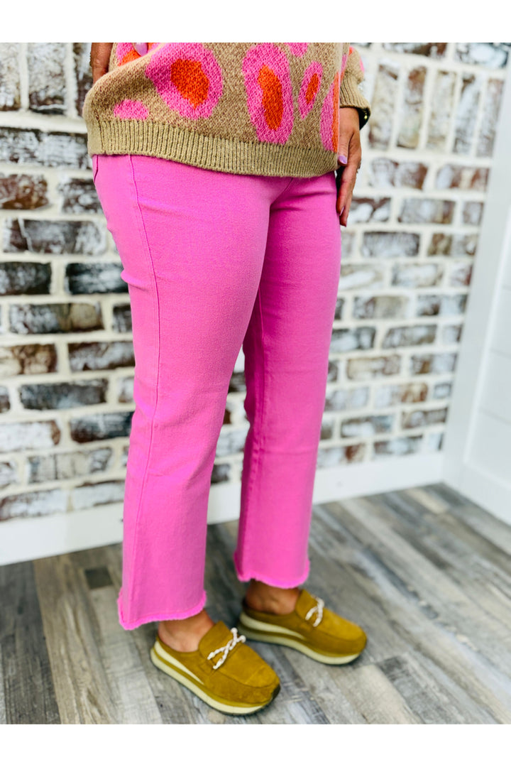 Bubblegum Pink High Waisted Flare Pants