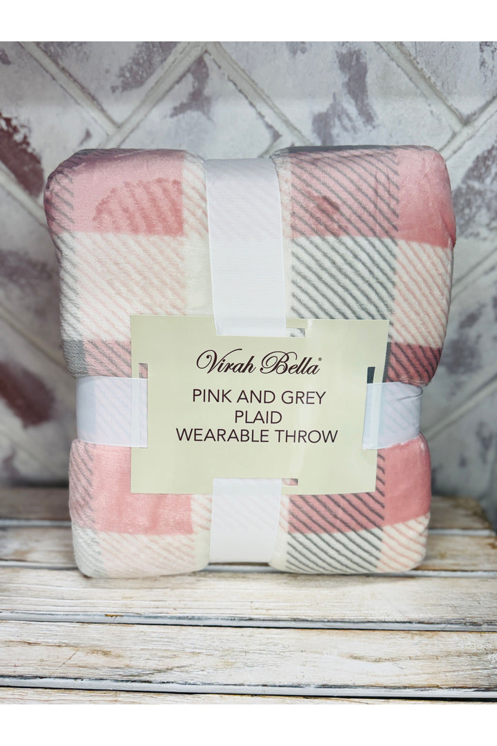 Pink & Grey Plaid Wearable Throw