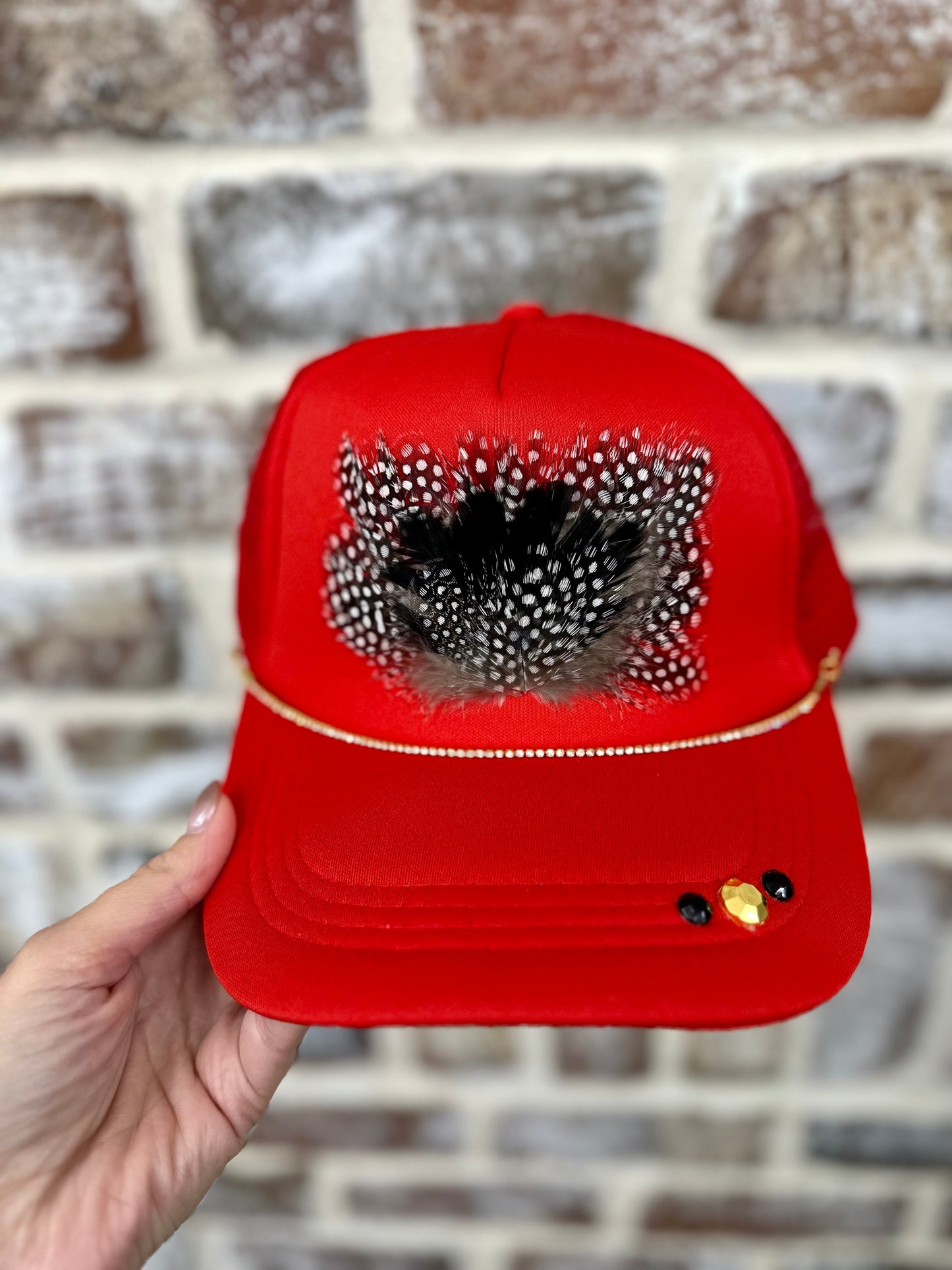 Red Spotted Feather Hat