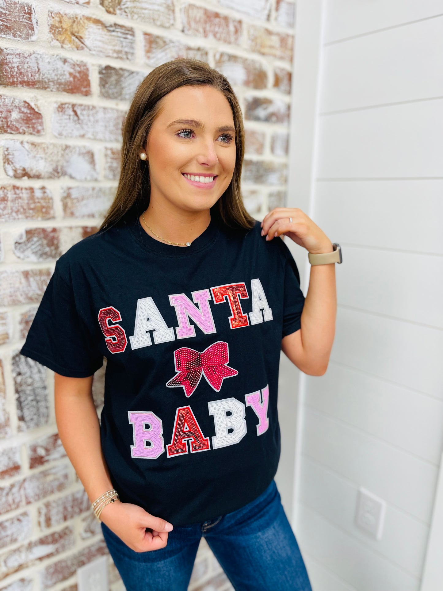 Santa Baby Sequin Graphic T-Shirt