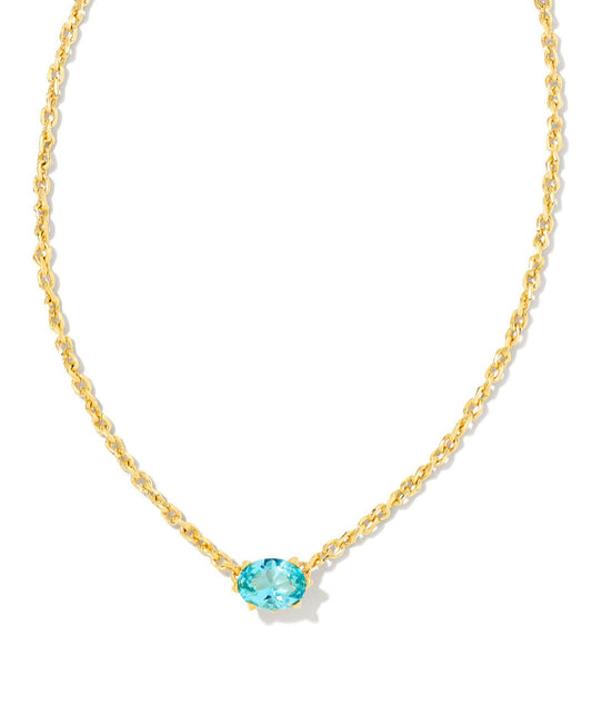 Kendra Scott| CAILIN CRYSTAL PENDANT NECKLACE GOLD AQUA CRYSTAL