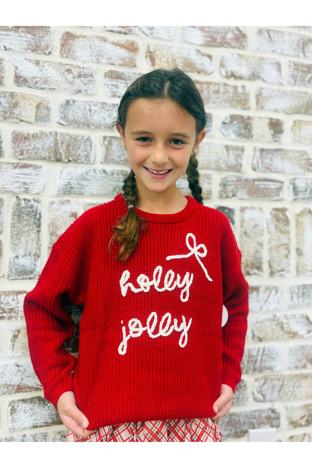 Youth | Holly Jolly Bow Christmas Knit Sweater