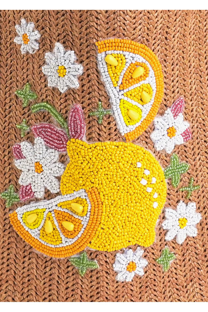 DAISY CITRUS STRAW TOTE