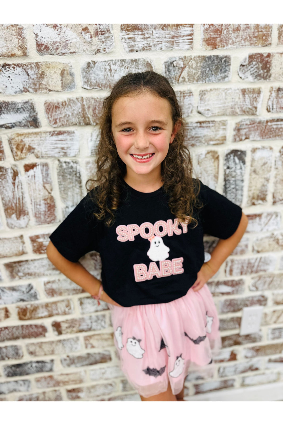 Youth Spooky Babe Patch Halloween Short Sleeve Tee