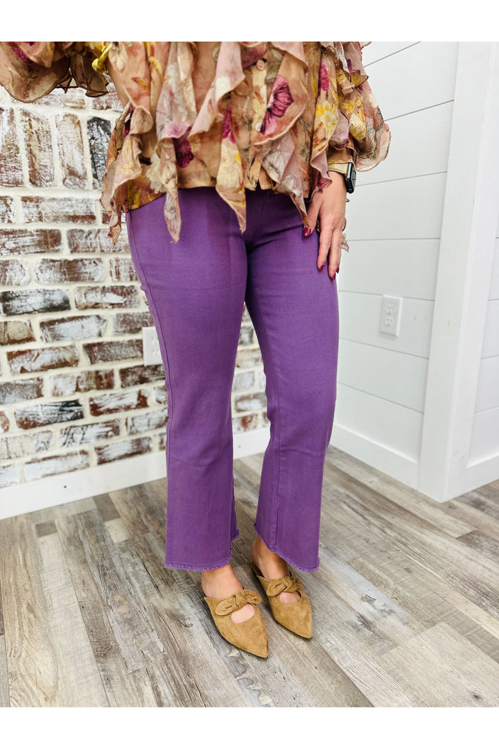Purple High Waisted Flare Pants