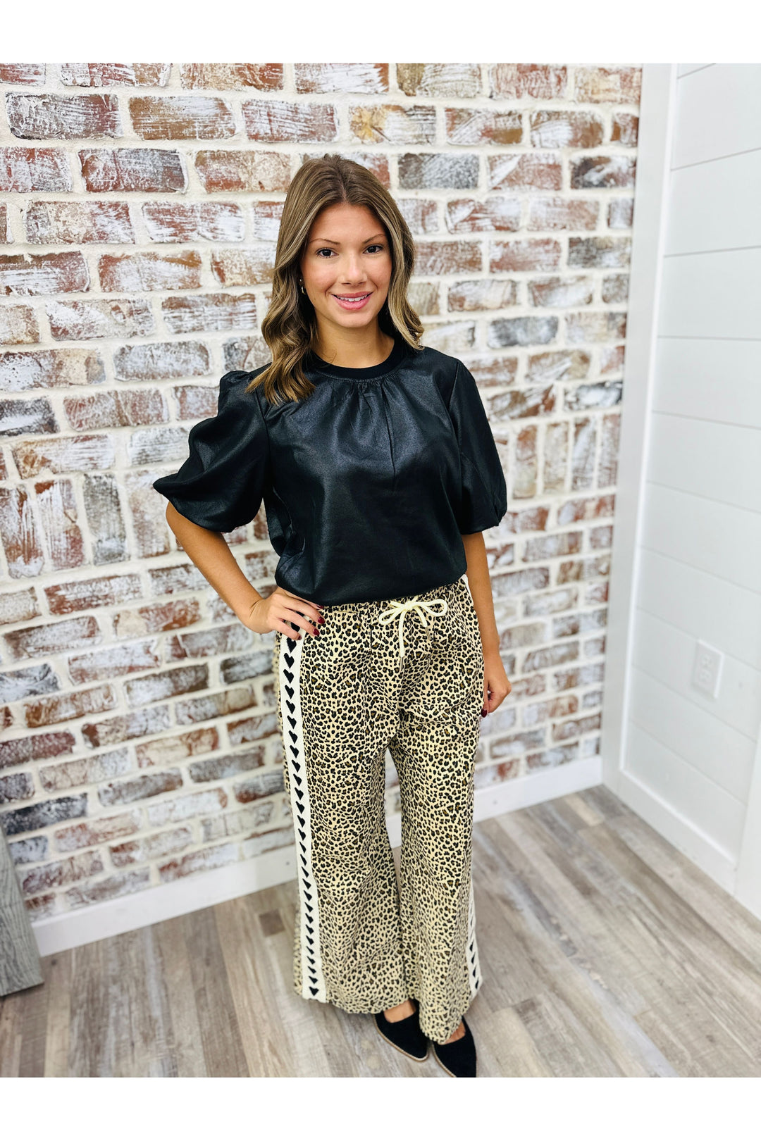Leopard Heart Detail Pants