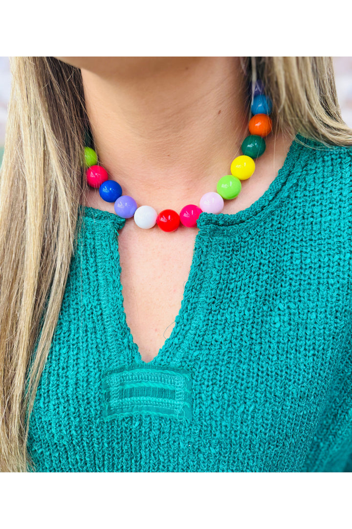 Multi Bubblegum Bead Necklace