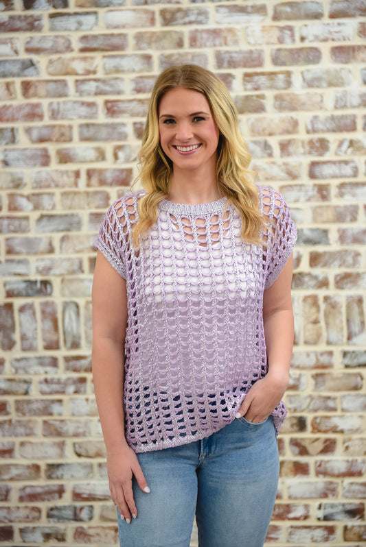 Lilac Metallic Crochet Top