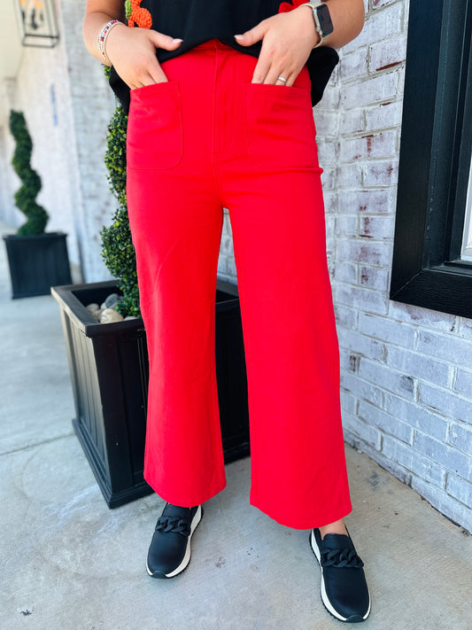 Red Wide Leg Pants