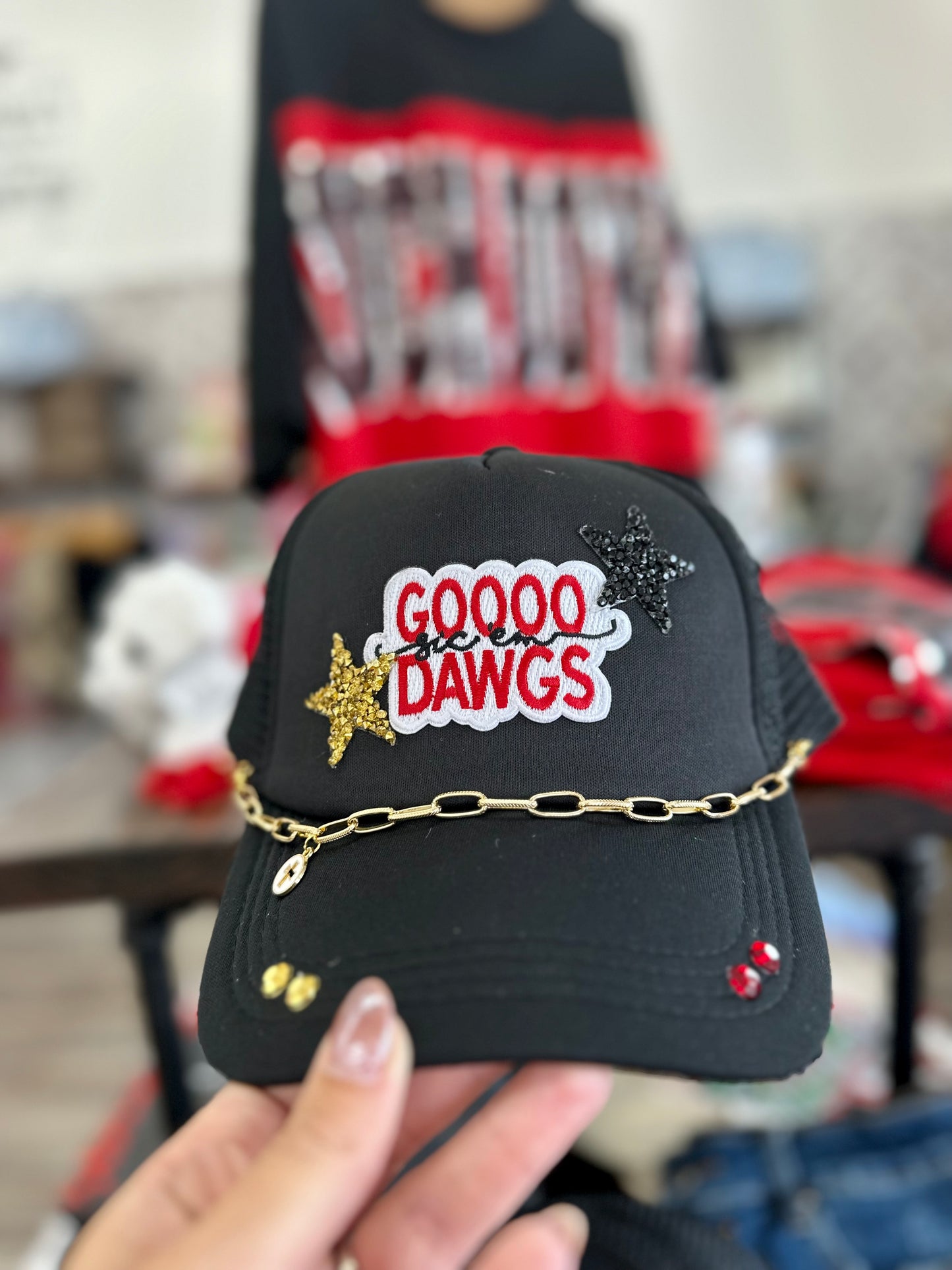 GOOO Dawgs Trucker Hat with Cross Charm