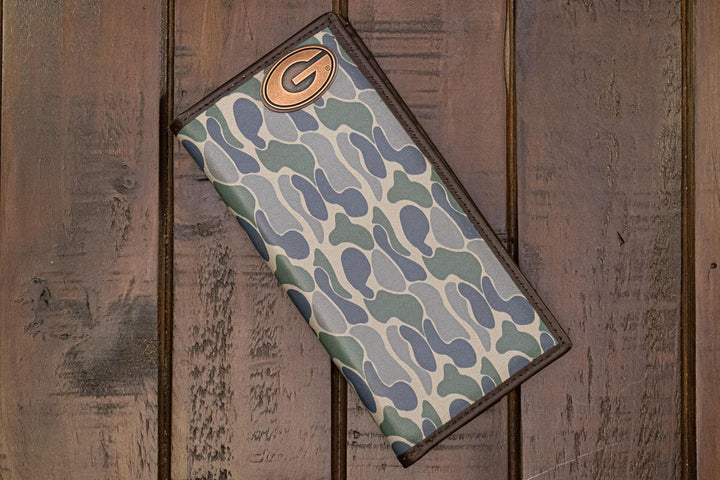 GEORGIA BULLDOGS MEN'S SECRETARY OLD SCHOOL CAMO LEATHER WALLET - GREEN/GREY